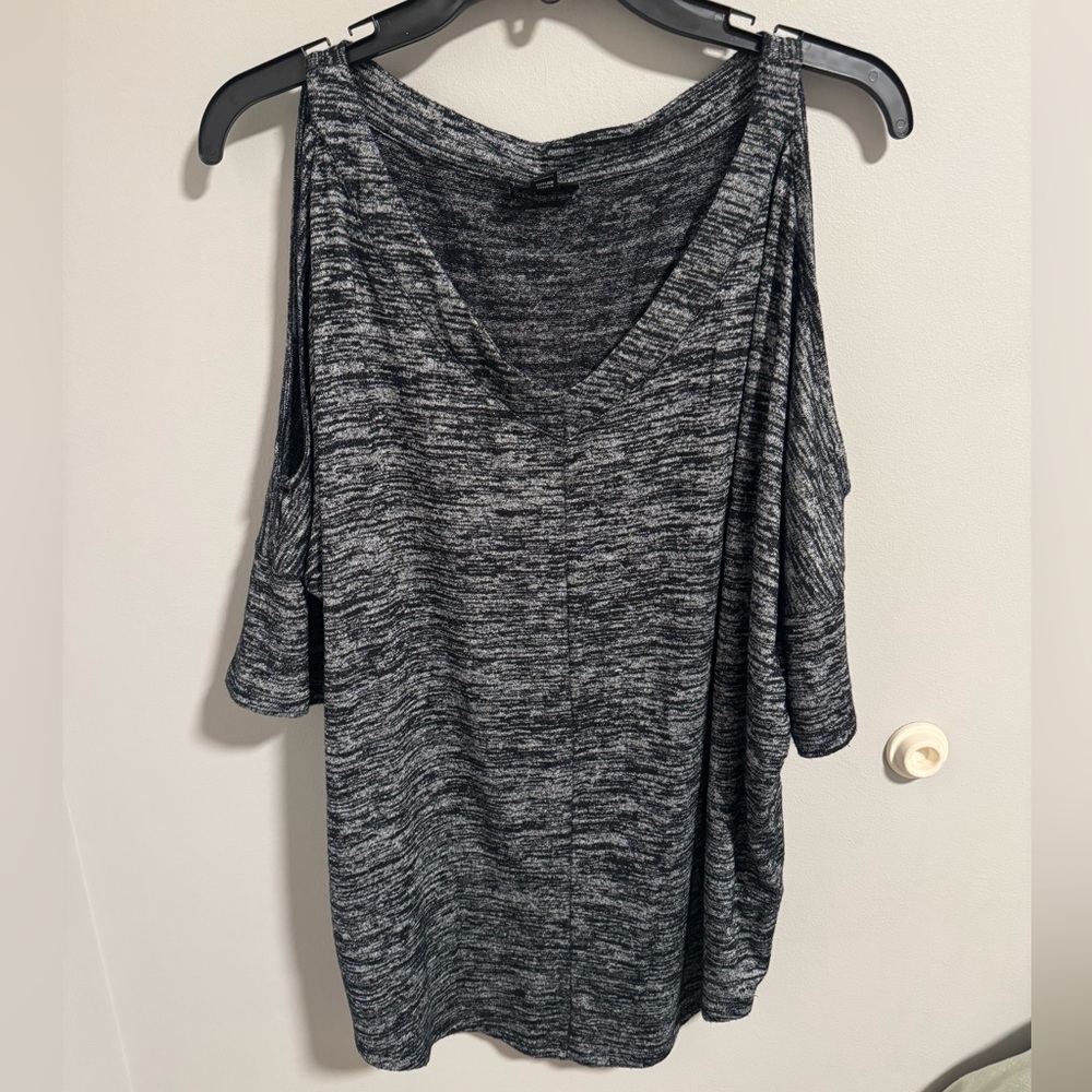 Gray Cold Shoulder Top